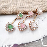 14g Heart Belly Button Rings for Women Stainless Steel Sexy Navel Piercing