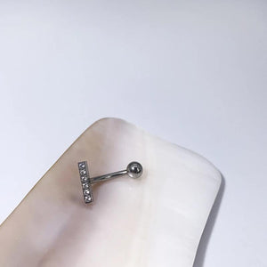 F136 Titanium 14G Navel Bending Rod Square Zircon One Ball Body Piercing