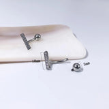 F136 Titanium 14G Navel Bending Rod Square Zircon One Ball Body Piercing