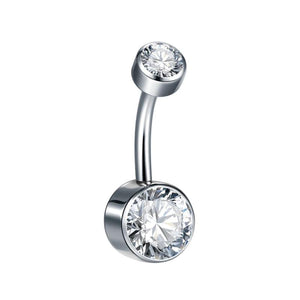 Titanium CZ Gem Belly Button Bezel Piercing 14G Opal Navel Ring