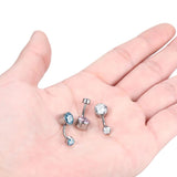 Titanium CZ Gem Belly Button Bezel Piercing 14G Opal Navel Ring