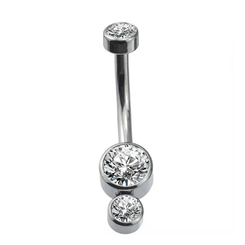 G23 Titanium Curved Navel Barbell Zircon Belly Dance Pircing Earrings