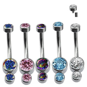 G23 Titanium Curved Navel Barbell Zircon Belly Dance Pircing Earrings