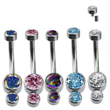 G23 Titanium Curved Navel Barbell Zircon Belly Dance Pircing Earrings