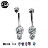 G23 Titanium Curved Navel Barbell Zircon Belly Dance Pircing Earrings