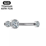 G23 Titanium Curved Navel Barbell Zircon Belly Dance Pircing Earrings