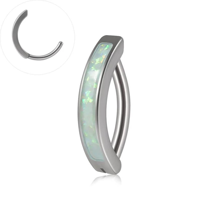 Opal Navel Ring Stainless Steel Belly Button Piercing