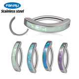 Opal Navel Ring Stainless Steel Belly Button Piercing