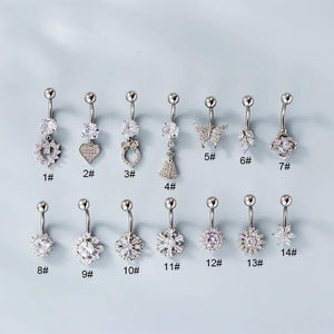 1.6x10mm Heart Dangle Belly Ring Stainless Steel Sexy Body Jewelry