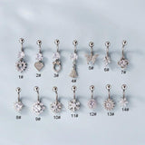1.6x10mm Heart Dangle Belly Ring Stainless Steel Sexy Body Jewelry