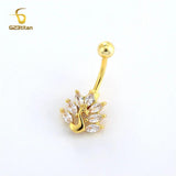 Zircon Peacock Navel Piercing Surgical Steel Belly Button Ring