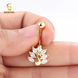 Zircon Peacock Navel Piercing Surgical Steel Belly Button Ring