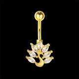 Zircon Peacock Navel Piercing Surgical Steel Belly Button Ring