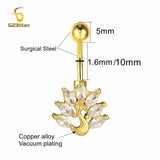 Zircon Peacock Navel Piercing Surgical Steel Belly Button Ring
