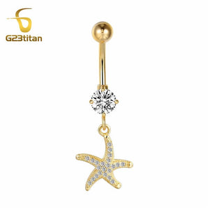 Crystal Zircon Dangle Belly Button Rings Surgical Steel Navel Piercing