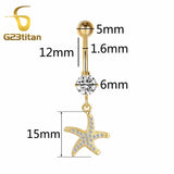 Crystal Zircon Dangle Belly Button Rings Surgical Steel Navel Piercing
