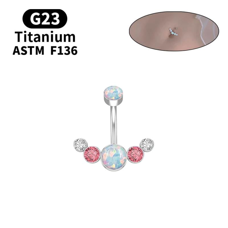 G23 Titanium Colorful Opal Belly Button Rings 14G 10mm Barbell Navel Ring