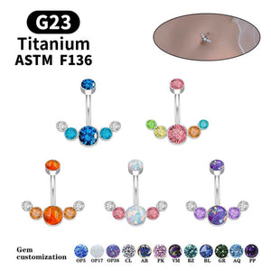 G23 Titanium Colorful Opal Belly Button Rings 14G 10mm Barbell Navel Ring