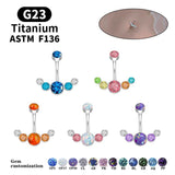 G23 Titanium Colorful Opal Belly Button Rings 14G 10mm Barbell Navel Ring