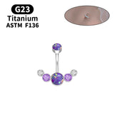 G23 Titanium Colorful Opal Belly Button Rings 14G 10mm Barbell Navel Ring