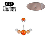 G23 Titanium Colorful Opal Belly Button Rings 14G 10mm Barbell Navel Ring