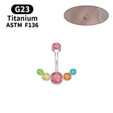 G23 Titanium Colorful Opal Belly Button Rings 14G 10mm Barbell Navel Ring