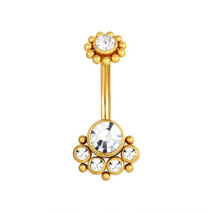 Sexy Navel Belly Button Ring 14G Double CZ 316L Steel Piercing Jewelry