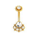 Sexy Navel Belly Button Ring 14G Double CZ 316L Steel Piercing Jewelry