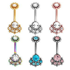 Sexy Navel Belly Button Ring 14G Double CZ 316L Steel Piercing Jewelry