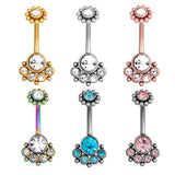 Sexy Navel Belly Button Ring 14G Double CZ 316L Steel Piercing Jewelry