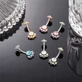 Sexy Navel Belly Button Ring 14G Double CZ 316L Steel Piercing Jewelry