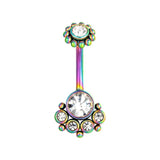 Sexy Navel Belly Button Ring 14G Double CZ 316L Steel Piercing Jewelry