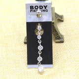 14G Titanium Belly Piercing Rings Silver Plated Zircon Long Tassel Navel Earring