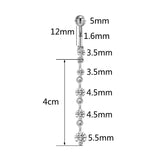 14G Titanium Belly Piercing Rings Silver Plated Zircon Long Tassel Navel Earring