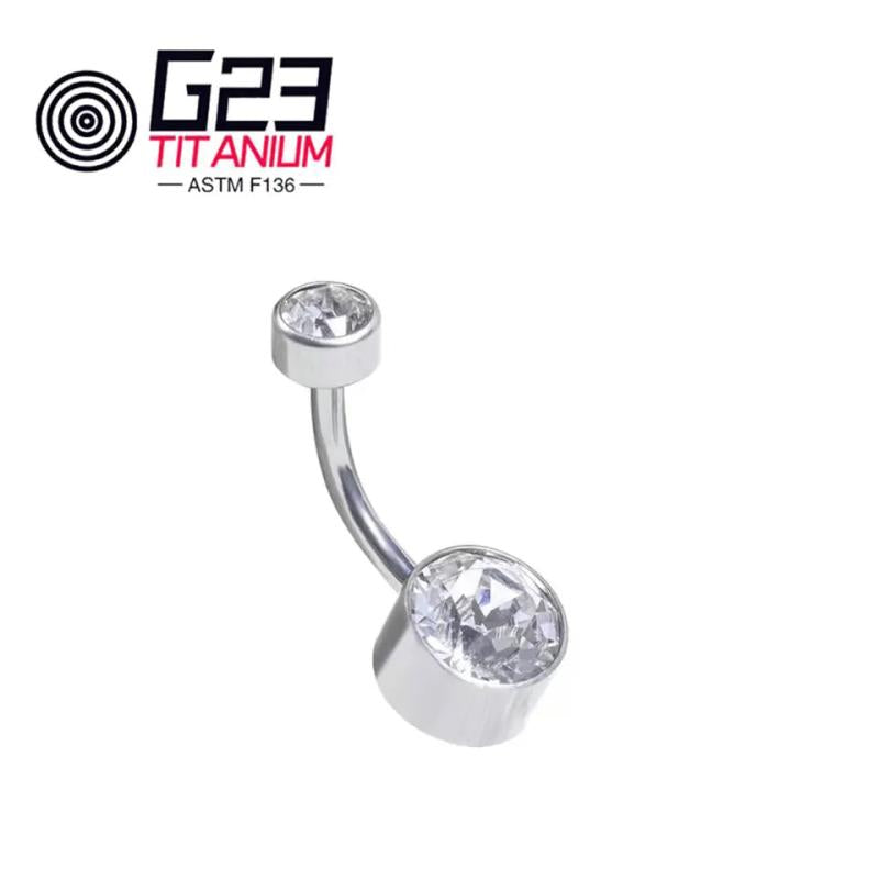 ASTM F136 Titanium Curved Barbell Opal Stone Belly Button Ring 14G