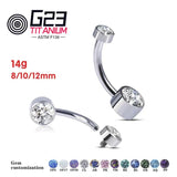ASTM F136 Titanium Curved Barbell Opal Stone Belly Button Ring 14G