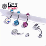 ASTM F136 Titanium Curved Barbell Opal Stone Belly Button Ring 14G