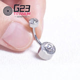 ASTM F136 Titanium Curved Barbell Opal Stone Belly Button Ring 14G