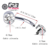 ASTM F136 Titanium Curved Barbell Opal Stone Belly Button Ring 14G