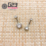 ASTM F136 Titanium Curved Barbell Opal Stone Belly Button Ring 14G