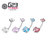 Heart Zircon Titanium Belly Button Piercing Navel Rings