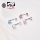 Heart Zircon Titanium Belly Button Piercing Navel Rings