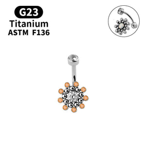 G23 Titanium Women Belly Button Ring CZ Opal Multicolor Zircon Navel Piercing