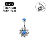 G23 Titanium Women Belly Button Ring CZ Opal Multicolor Zircon Navel Piercing