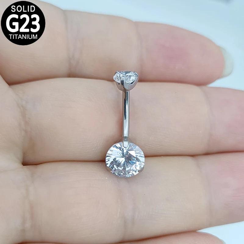 G23 Titanium Belly Button Rings Zircon 14g Anodizing Women Navel Piercing