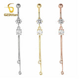 Long Tassel Belly Ring Crystal Navel Barbell 14G Body Jewelry