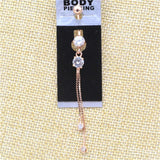 Long Tassel Belly Ring Crystal Navel Barbell 14G Body Jewelry