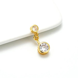 Dangly Belly Button Ring 10mm Surgical Steel Barbell Zircon Gem Navel Earring