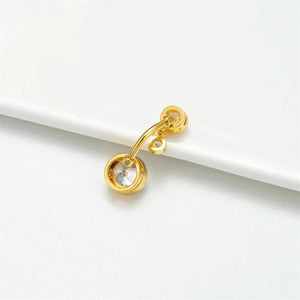 Dangly Belly Button Ring 10mm Surgical Steel Barbell Zircon Gem Navel Earring