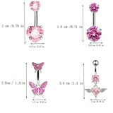 4PC Surgical Steel Crystal Belly Piercing Set Bulk Women Navel Bar Pack